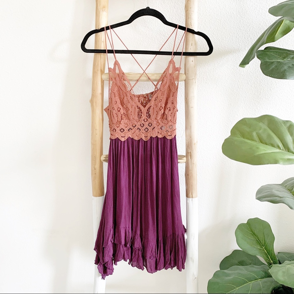 Free People Adella Slip Dress Copper Combo